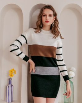 Knitted elegant korean sweater dress