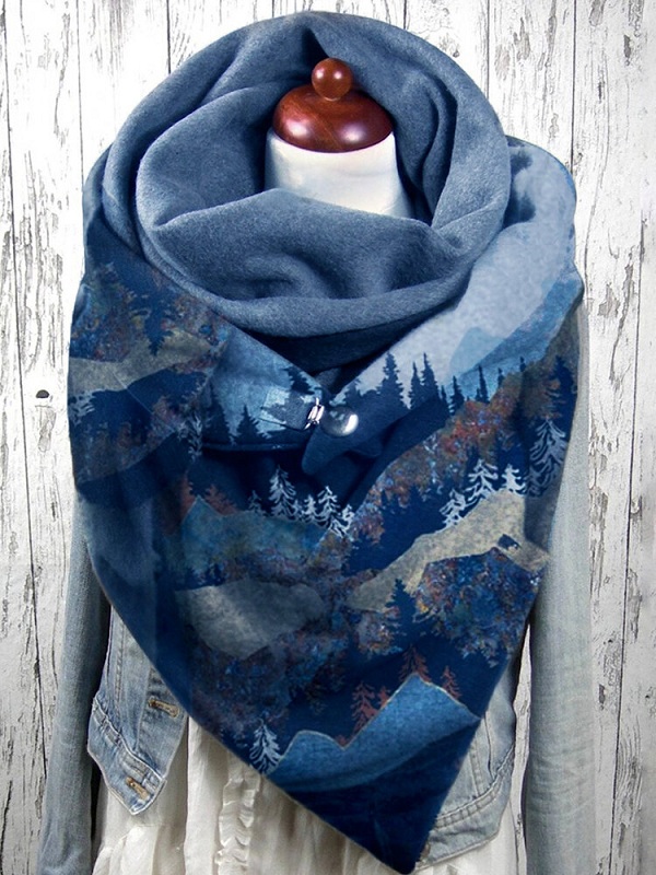 Mountain Treetop Print Pattern Soft Personality Neck Protection Keep Warm Scarf