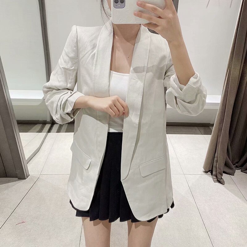 Notched Collar Casual Pockets Suit Blazers