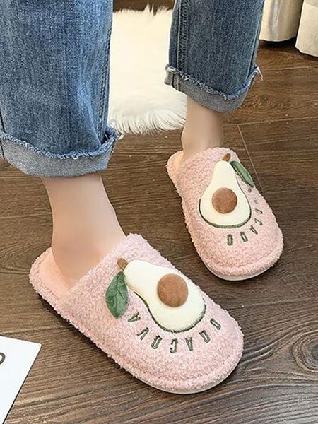 Plush Knitting Wool Upper Opened Toe Pear Pattern Slipper