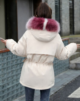 Pockets Hooded Zipper Long Sleeves Casual Coat Outerwear