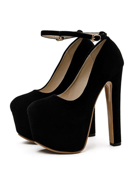 Sexy High Heels Micro Suede Upper Round Toe Chunky Sexy Shoes - Power ...