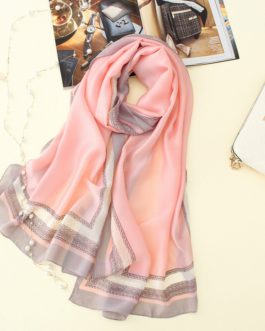 Soft print long size silk scarves
