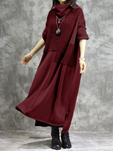 Casual Solid Color Long Sleeve Maxi Dress - Power Day Sale