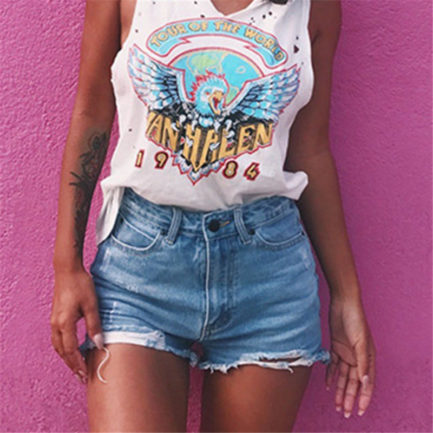 Fashion High Waist Ripped Denim Shorts - Power Day Sale