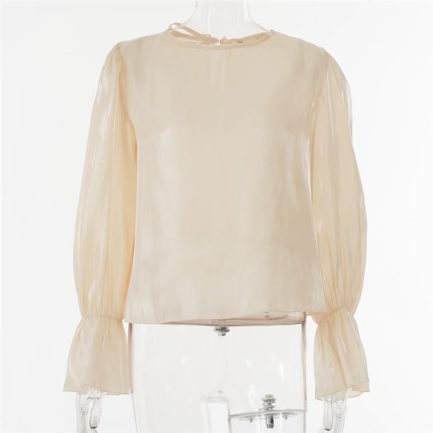 Fashion Solid Color Flare Sleeve Blouse - Power Day Sale