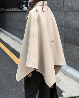 Poncho Turndown Collar Long Sleeve Polyester Oversized Cape