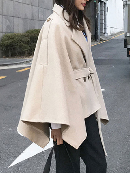 Poncho Turndown Collar Long Sleeve Polyester Oversized Cape