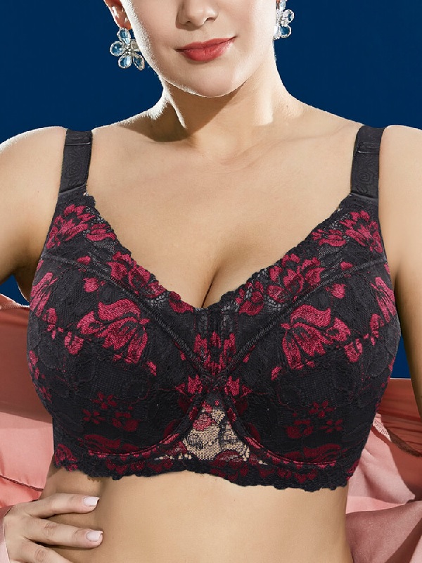 Push Up Embroidery Thin Full Coverage Cotton Linning Gather Bras