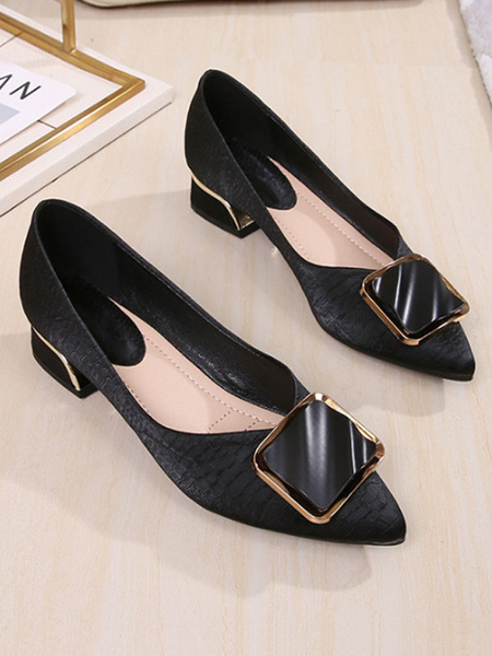 Ballet PU Leather Pointed Toe Buttons Ballerina Flats - Power Day Sale