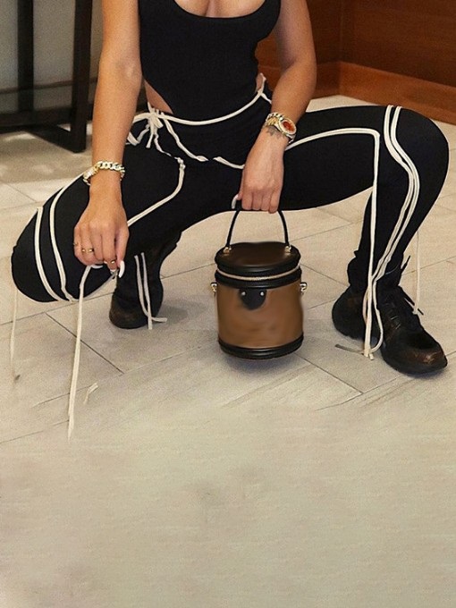 Casual Lace Up High Waist Long Pants