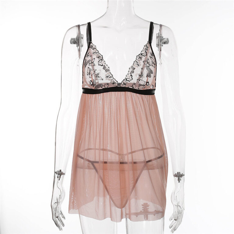 Sexy Lace Patchwork See-Through Mesh Sleep-dress - Power Day Sale