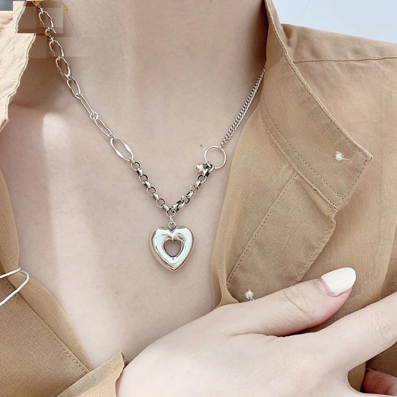 Hollow Heart Lock Necklace