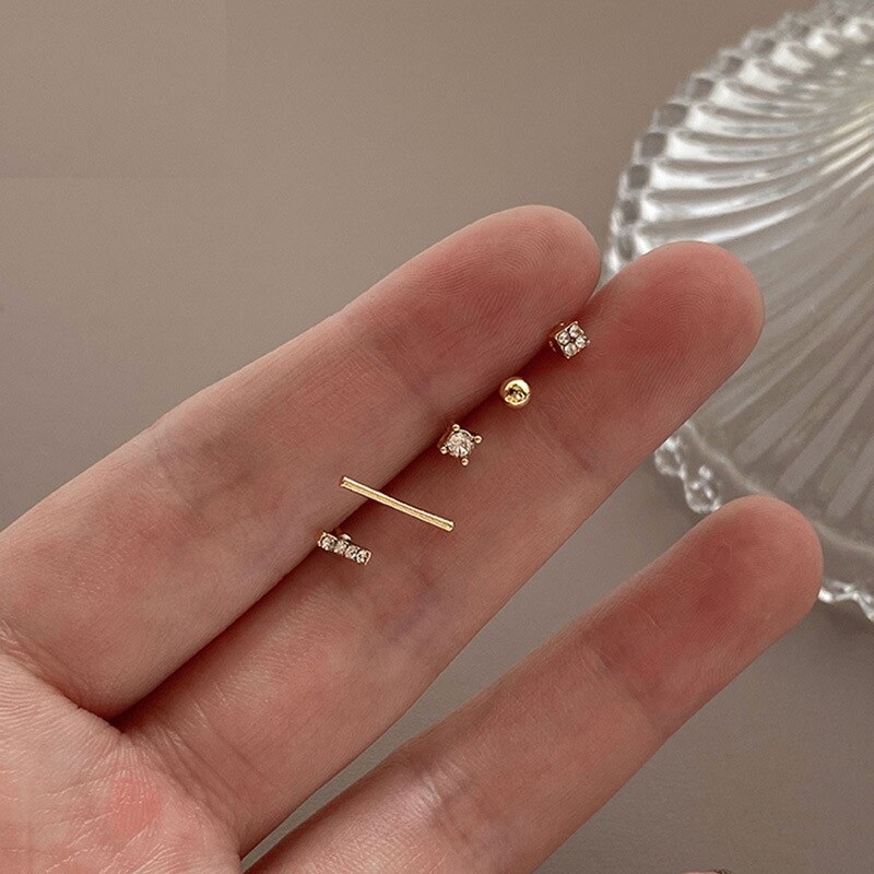 Five-piece Zircon Earrings Temperament Versatile Exquisite Jewelry