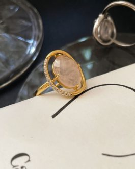 Large Crystal Zircon Ring Charm Romantic Classic Jewelry