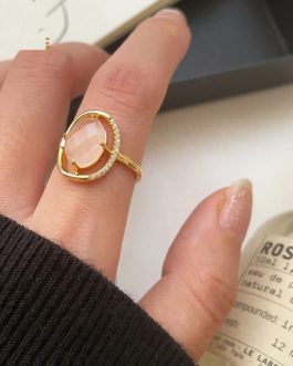 Large Crystal Zircon Ring Charm Romantic Classic Jewelry