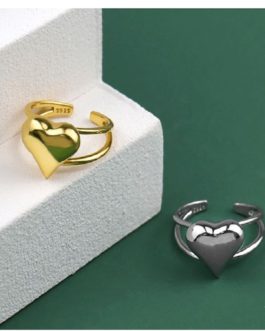 Love Heart Hollow Double Line Ring