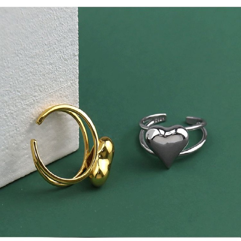 Love Heart Hollow Double Line Ring - Power Day Sale