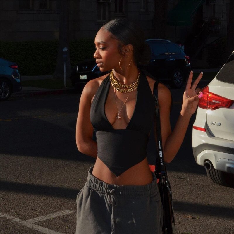 Sexy Halter Asymmetry Slim Tank Top Streetwear