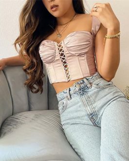 Sexy Sleeveless Slim Solid Hollow Out Crop Top