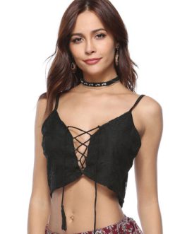 Sexy Tops Straps Neck Sleeveless Lace Up Tank Tops