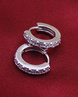925 Sterling Silver Paved Crystal Hoop Earrings