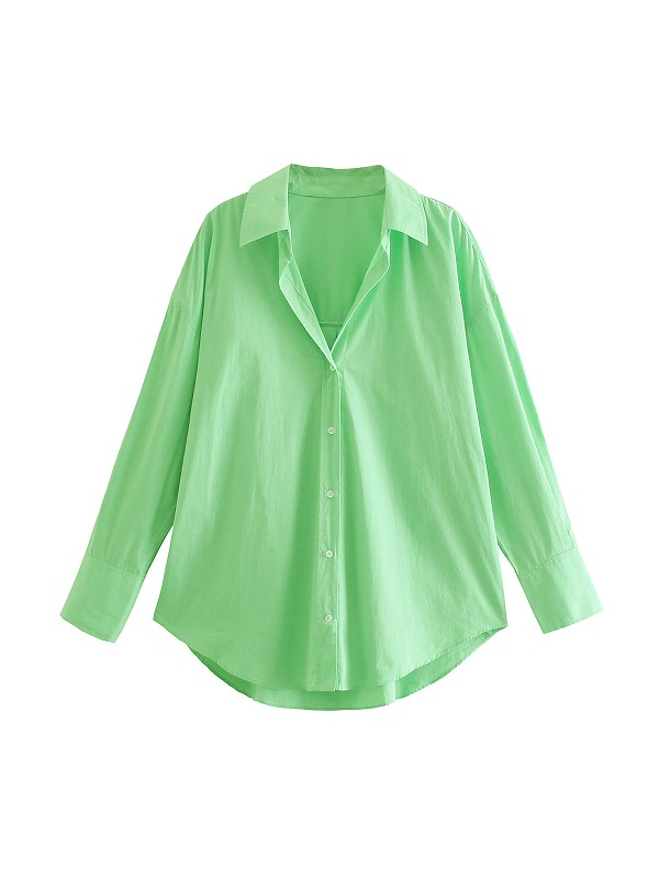 Chic Notch Collar Single-Breasted Long Sleeve Blouse - Power Day Sale