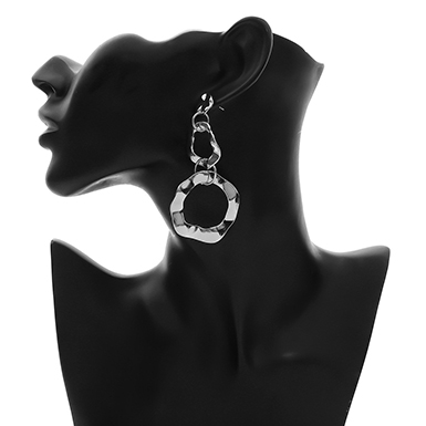 Crinkled Double Circle Dangle Earrings - Power Day Sale