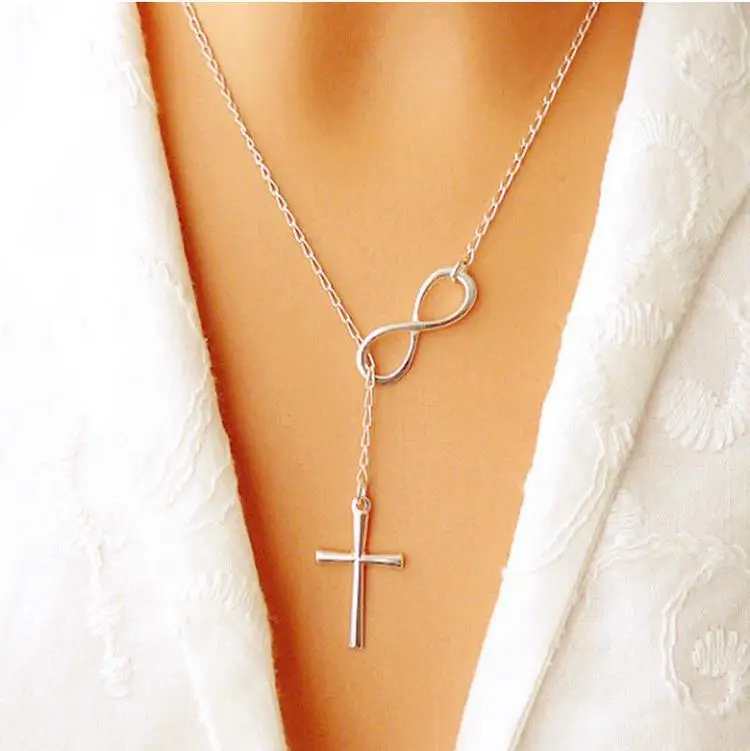 Cross Infinity Pendant Chain Party Necklace