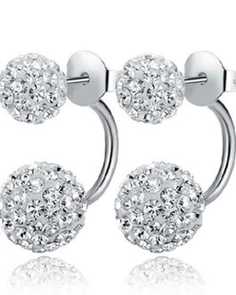 Double Beaded Crystal 925 Sterling Silver Stud Earring