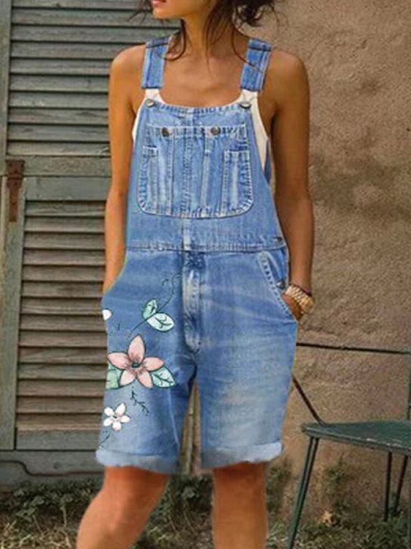 Embroidery Floral Straps Jumpsuit