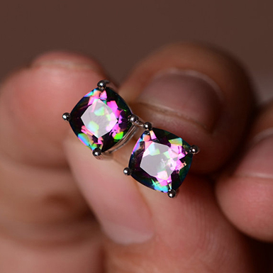 Emerald Cut Crystal Rhinestone Studs