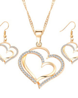 Heart Pendant Necklace with Earring Jewelry Set
