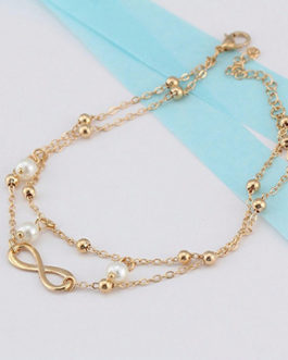 Infinity Anklet with Pearl Beads