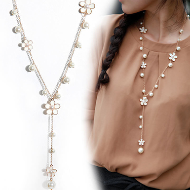 6 Line Real Freshwater Pearl Long Necklace with Gold Plated Balls for Women  (SN1048)