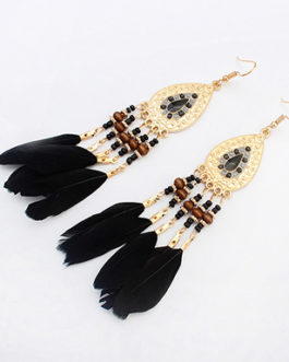 Native American Style Earrings with Genuine Feathers