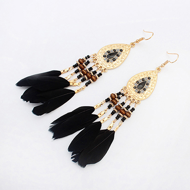 Native American Style Earrings with Genuine Feathers - Power Day Sale
