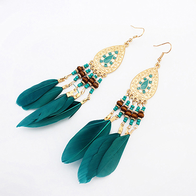 Native American Style Earrings with Genuine Feathers - Power Day Sale