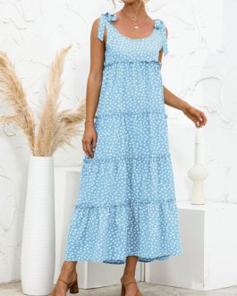 New Dot Sleeveless Casual Maxi Dress