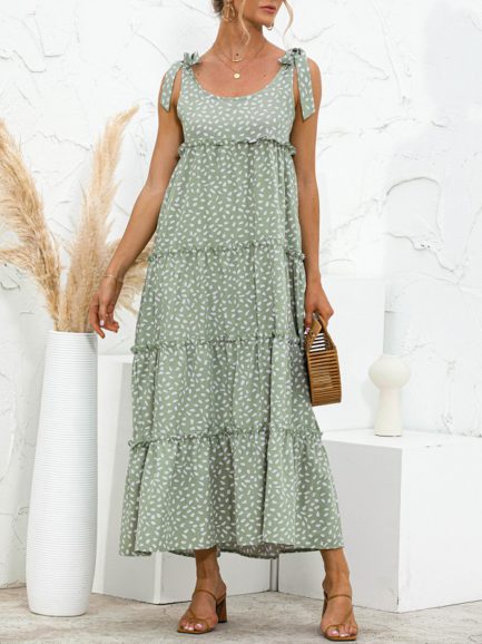New Dot Sleeveless Casual Maxi Dress - Power Day Sale