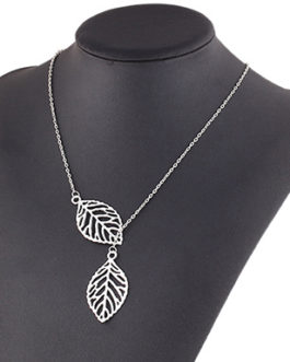 Open Design Two Leaf Chain Necklace