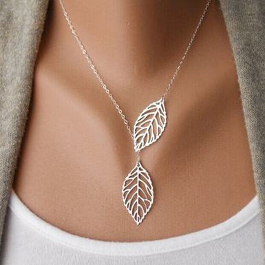Open Design Two Leaf Chain Necklace