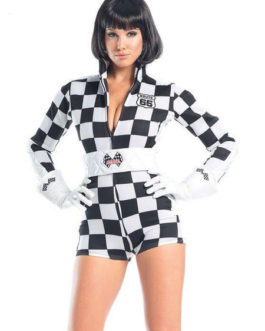 Race Girl Costume Checkboard Plaid Sexy Romper