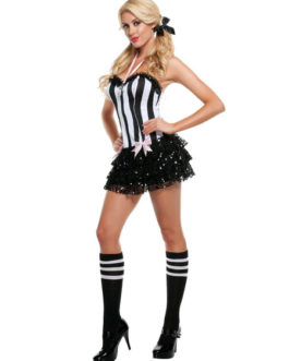 Sexy Cheerleader Two Tone Polka Dot Ruffle Costume