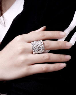 Sterling Cuff Ring with Cubic Zirconias
