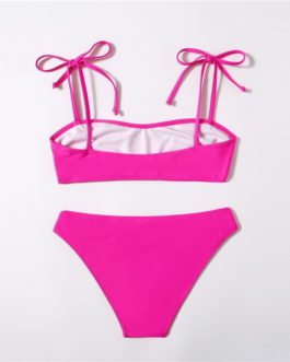 Tie Shoulder Bikini Swimsuit Straps High Cut Beach Casual Bikinis Set