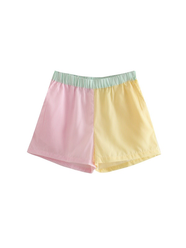 Unique Striped Elastic Hot Pants