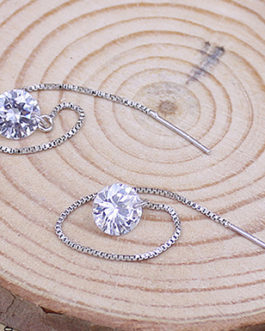 Zircon Topaz Gemstones Dangle Chain Earring