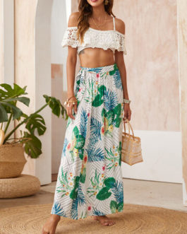 Casual Floral & Geometry Pattern Sun Protection Beach Skirt