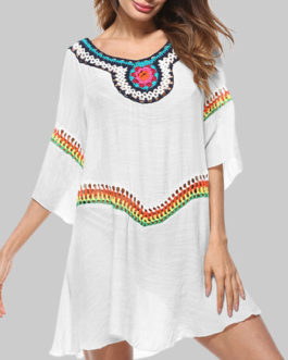 Holiday Embroidery Crochet Hollow Out Beaches Dress